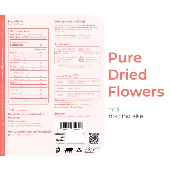 Rose Petal Flower Tea | Skin, Mood & Hormone Support