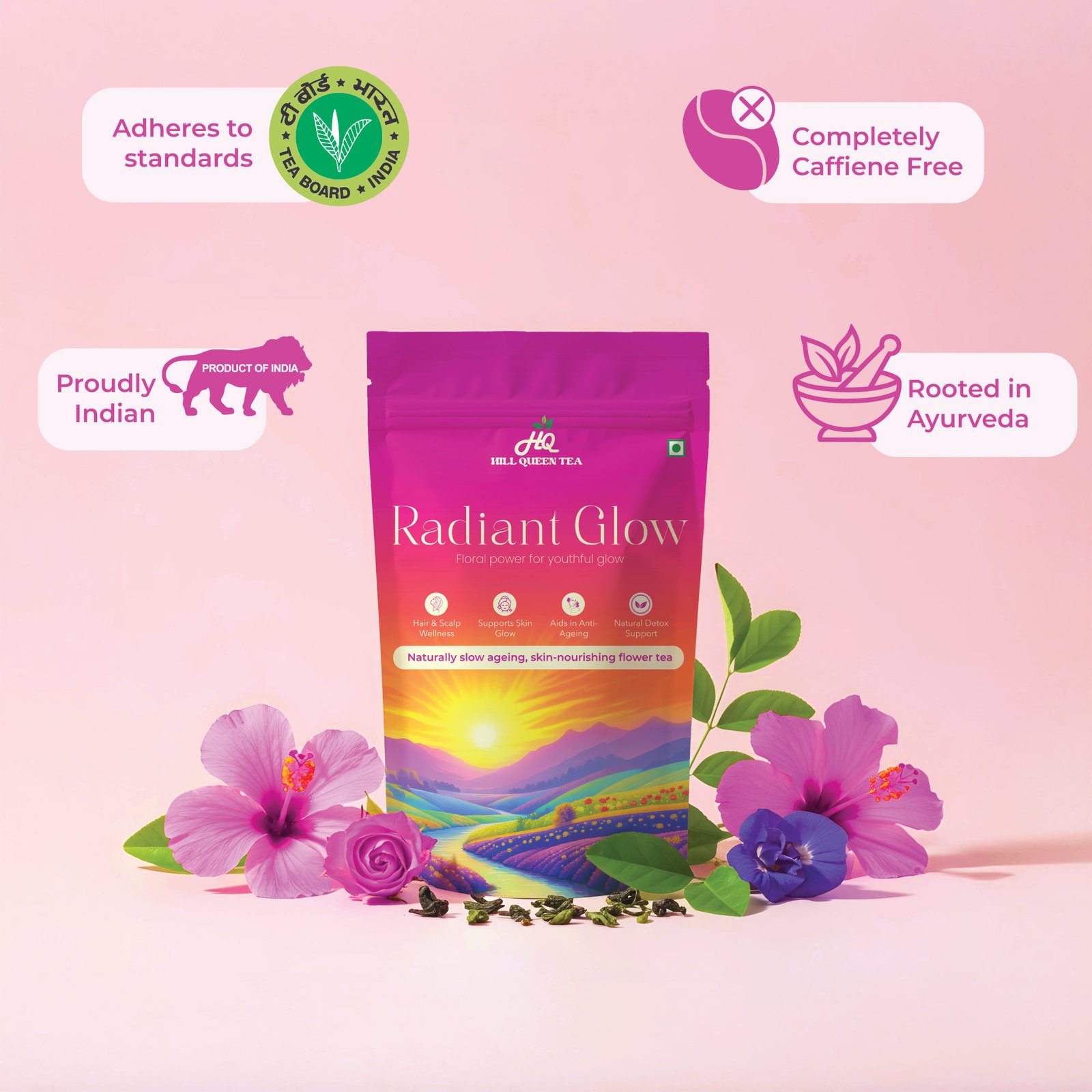 Radiant Glow Floral Ritual – Skin Glow Tea for Natural Beauty