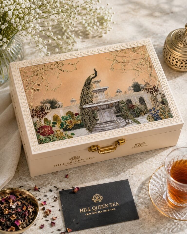 Hill Queen Tea Duo gift box, painted MDF case with brass handle