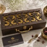 Hill Queen Tea Trio gift box, painted MDF case with brass handle